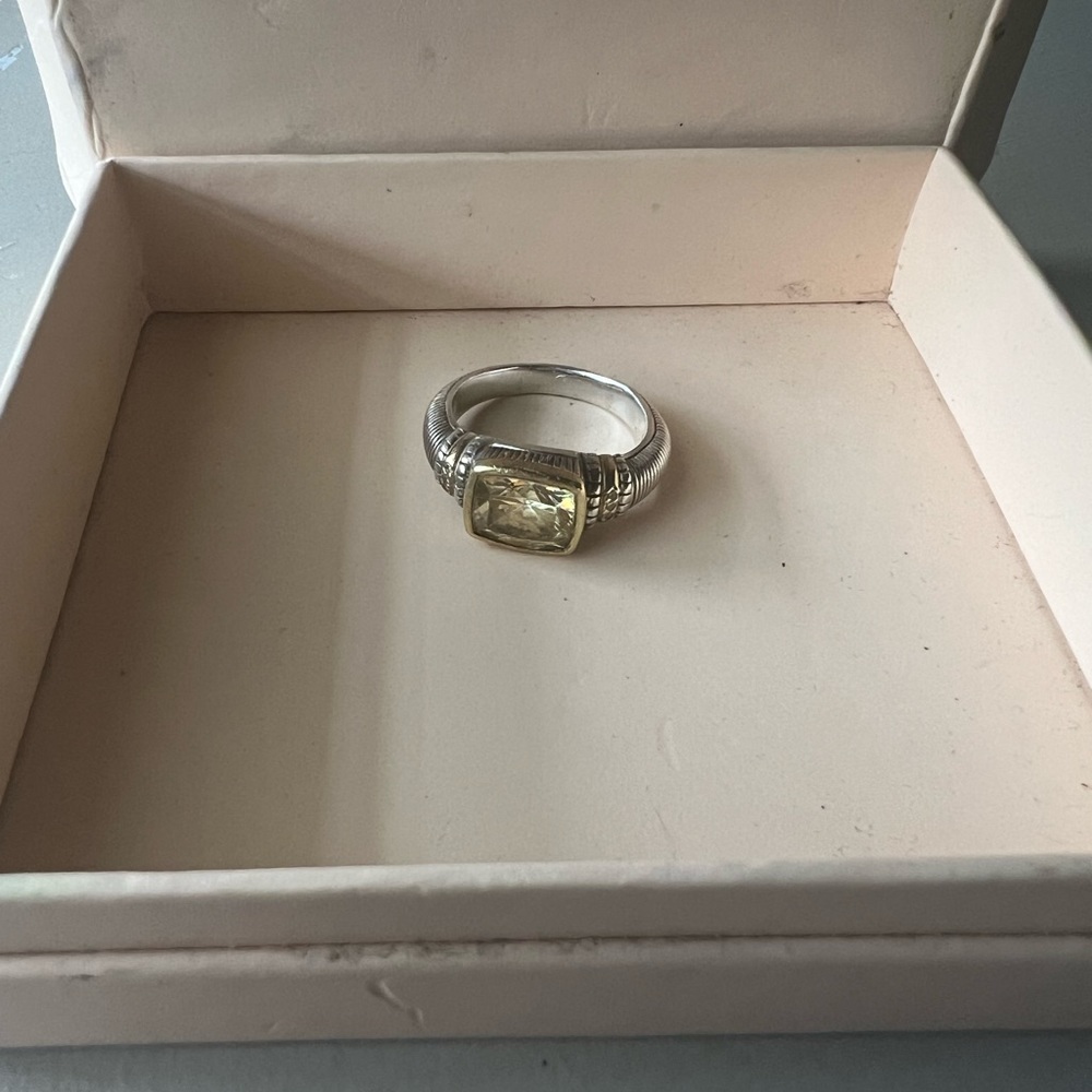 **REDUCED** Gorgeous 18K/925 Judith Ripka Citrine /small Diamond ring *Sz 11